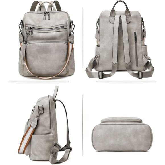 Leather Backpack Purse for Women Fashion Tassel Ladies Shoulder Bags - Picture 3 of 6